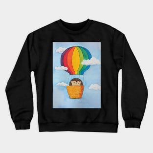 Adorable little hedgehog goes for a balloon ride (watercolour) Crewneck Sweatshirt